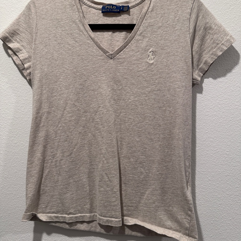 Polo by Ralph Lauren Beige V-Neck Women's Top